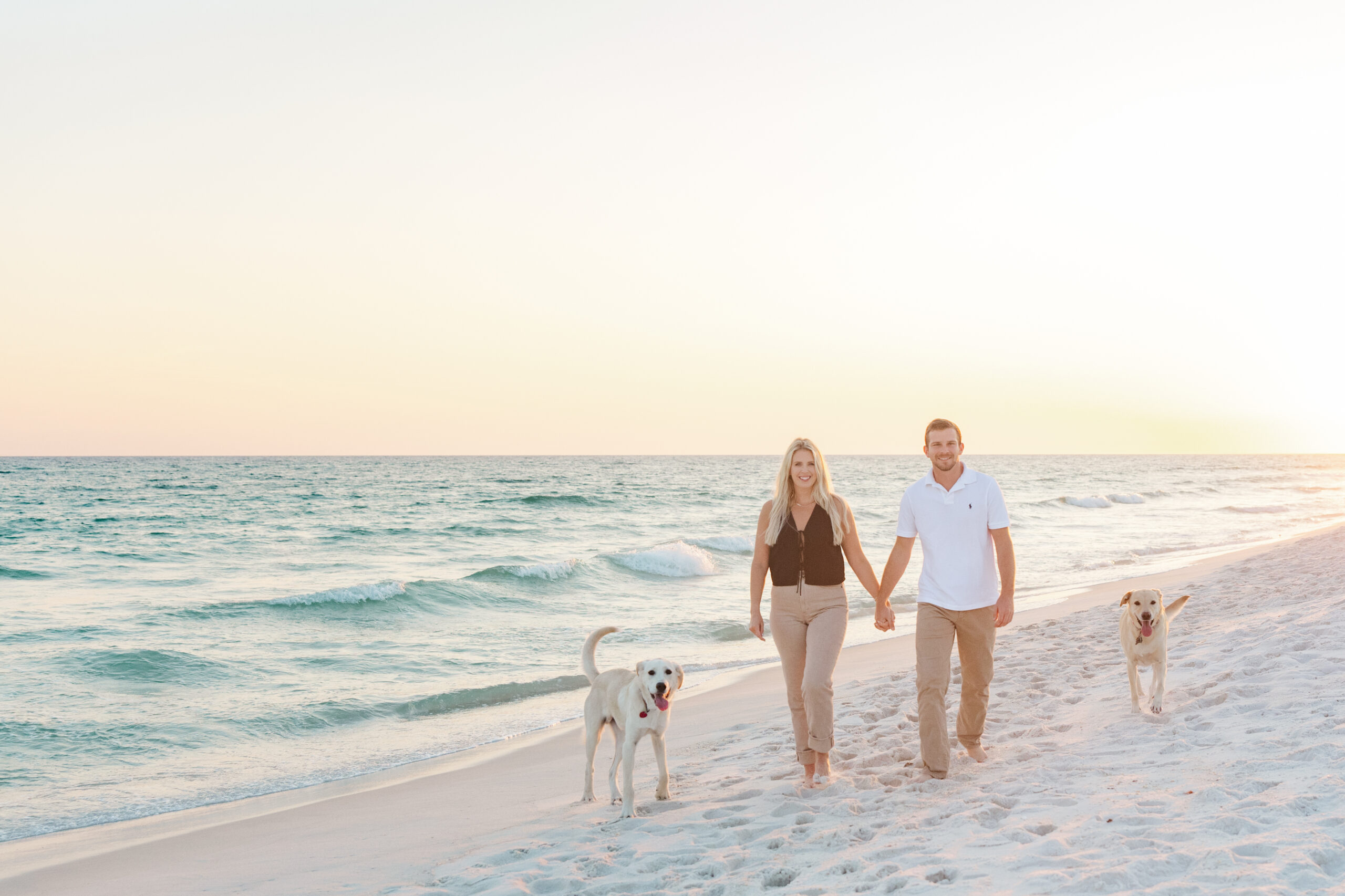 Pensacola Beach Photography Engagement with puppies