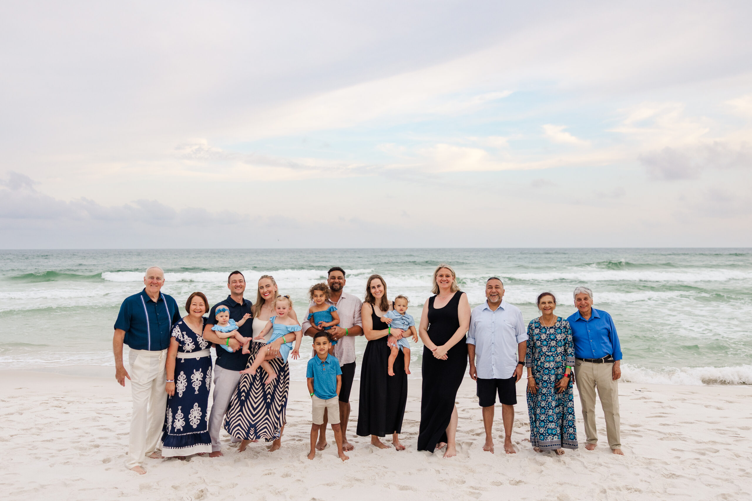 Extended Family Smiling for Photos on Pensacola Beach