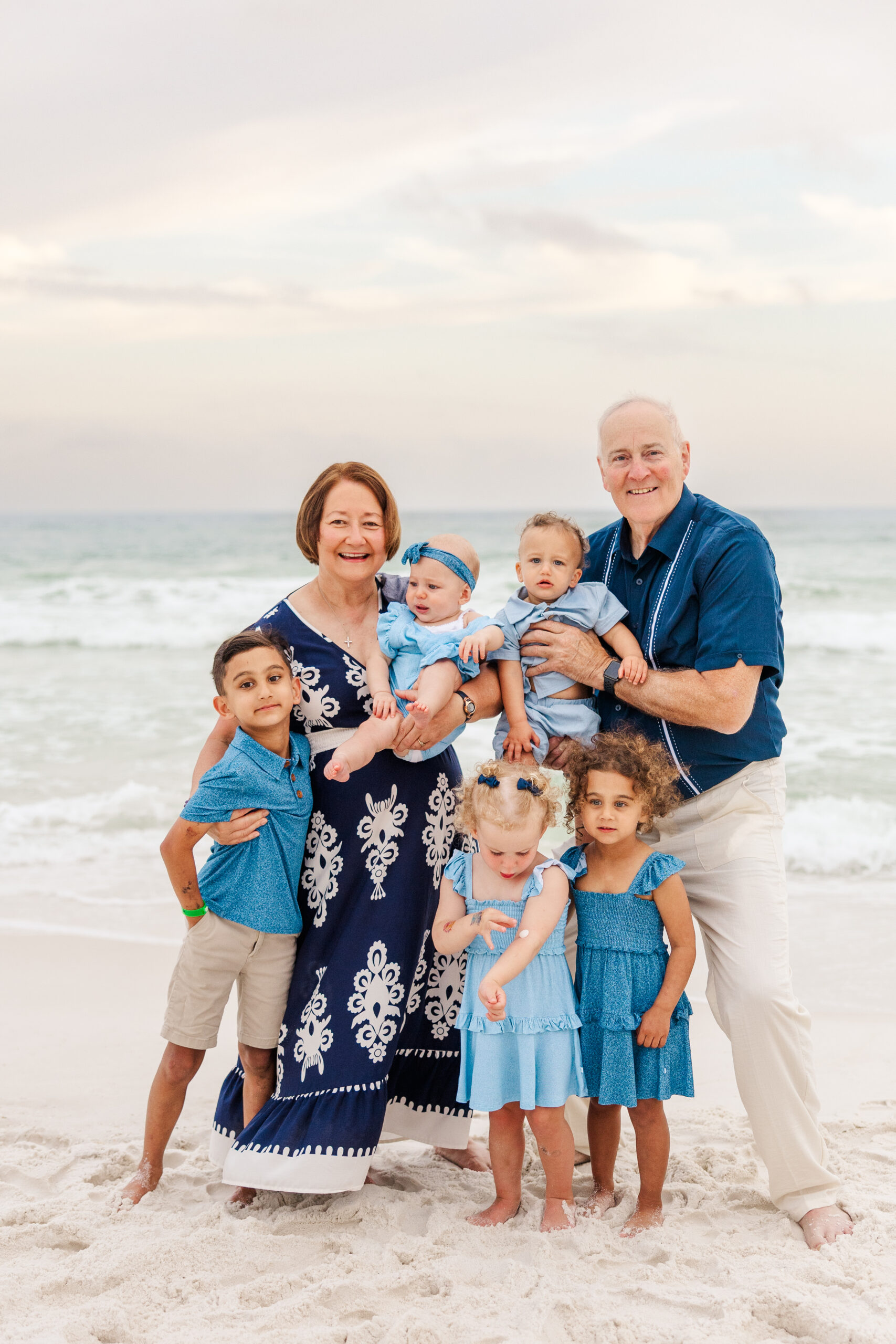 family beach session with grandparents